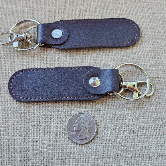 Lot of 2 Keychains Dark Brown Genuine Leather Keys Holder Handmade Key chain - Picture 10 of 10